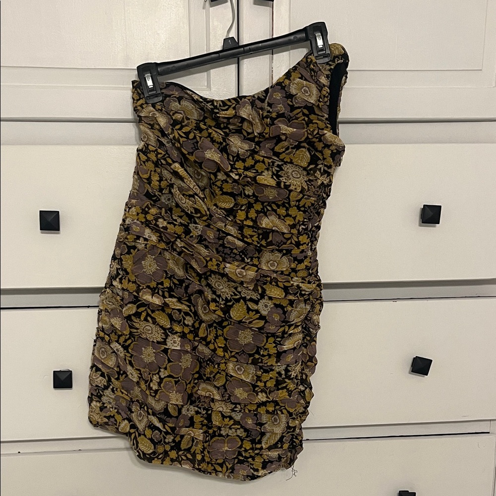 Zara Black and Yellow Floral Mini Dress